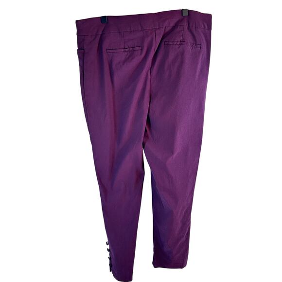 Chico’s Plum Pull-On Pants Sz 12R Button Ankle Workcore Y2K Stretch - Picture 3 of 5